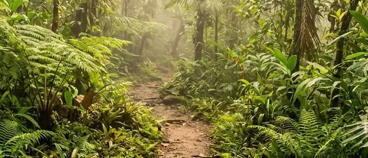 The forest path through ferns