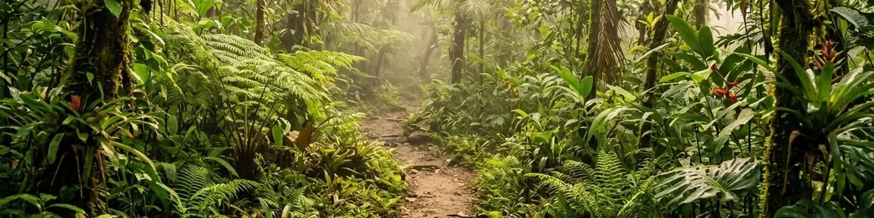The forest path through ferns